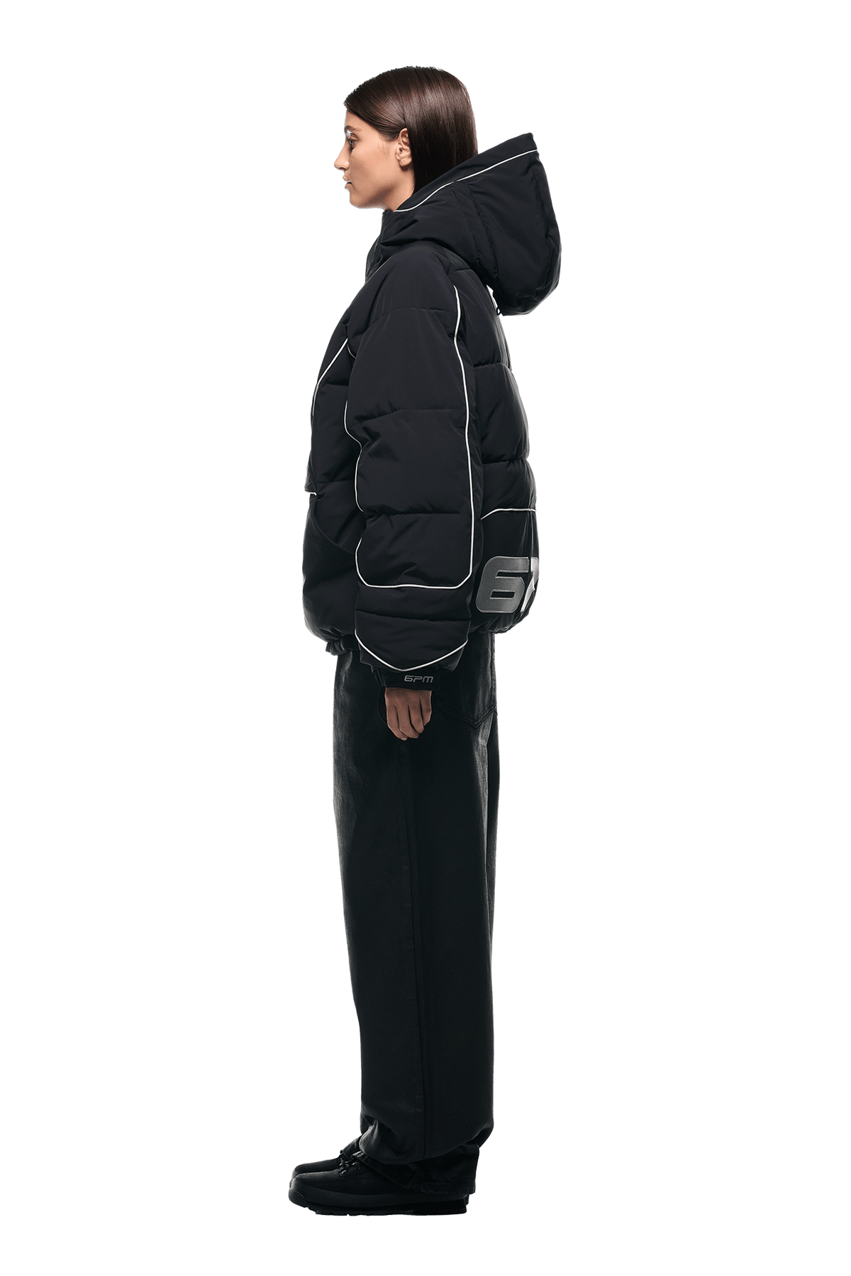 HALF ZIP PULLOVER PUFFER JACKET BLACK