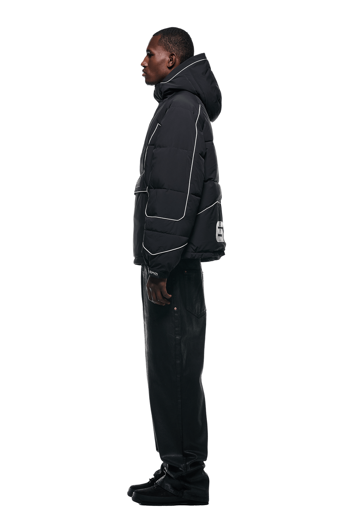 HALF ZIP PULLOVER PUFFER JACKET BLACK