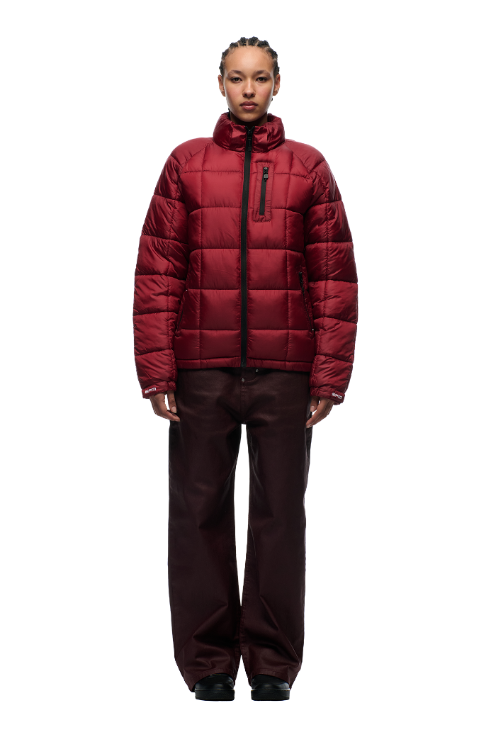LIGHT PUFFER JACKET RECTANGLES WINE RED