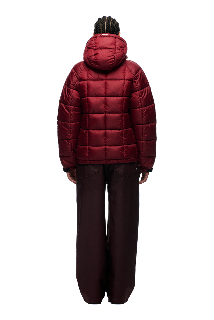 LIGHT PUFFER JACKET RECTANGLES WINE RED
