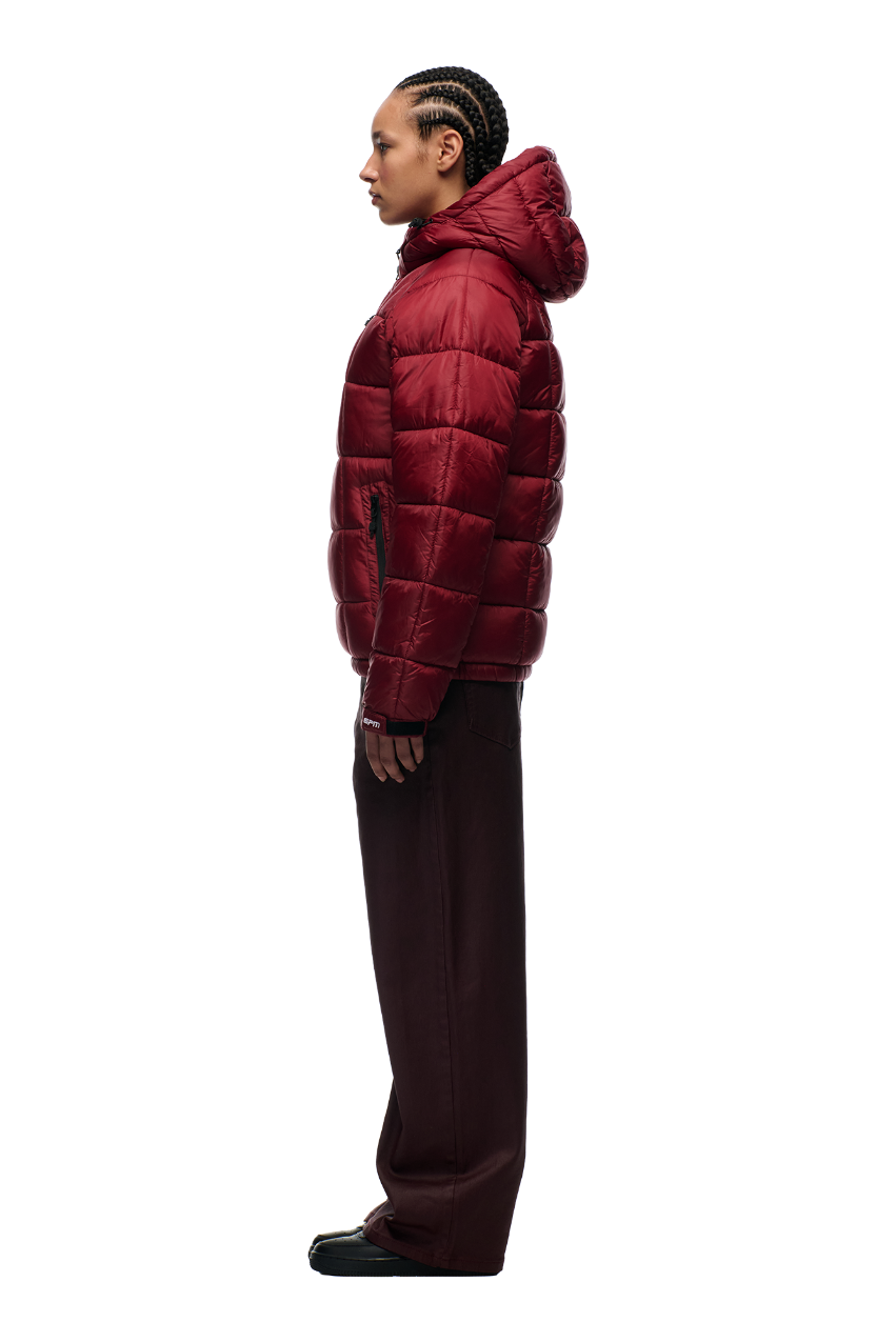 LIGHT PUFFER JACKET RECTANGLES WINE RED