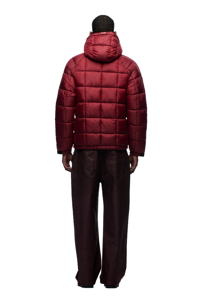 LIGHT PUFFER JACKET RECTANGLES WINE RED