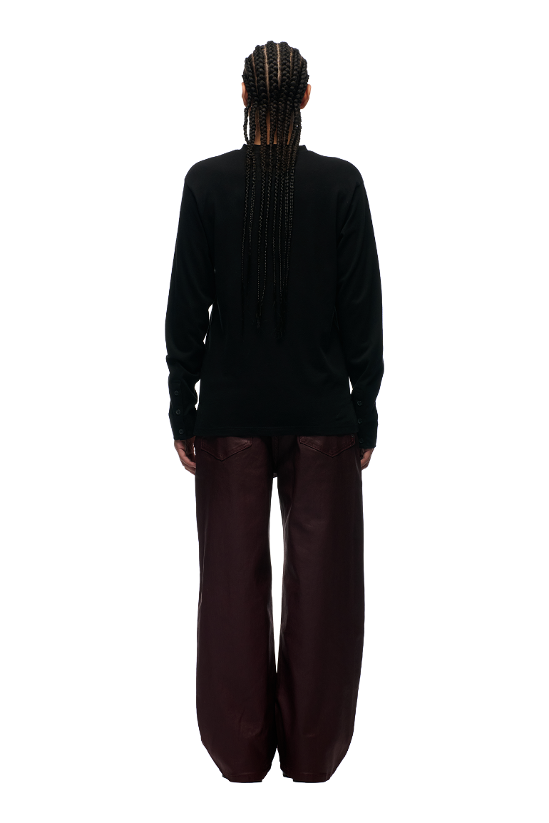 BUTTONED SLIM FIT LS BLACK