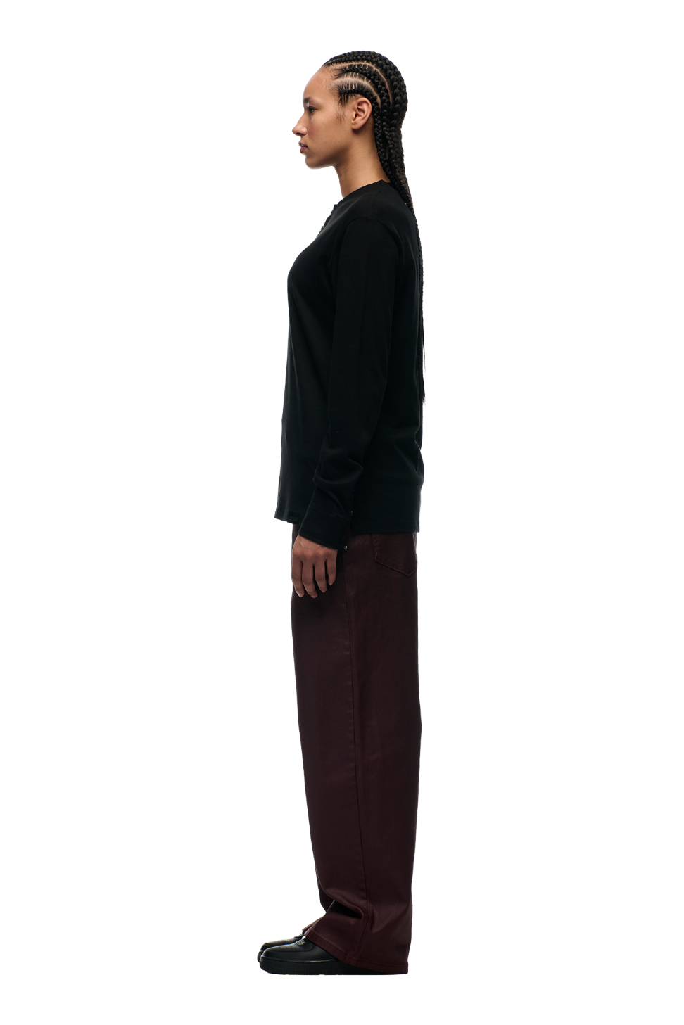 BUTTONED SLIM FIT LS BLACK