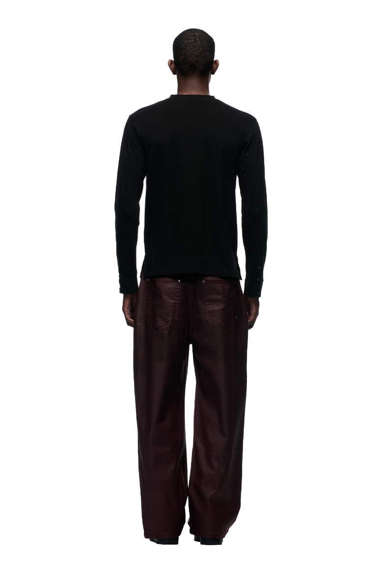 BUTTONED SLIM FIT LS BLACK