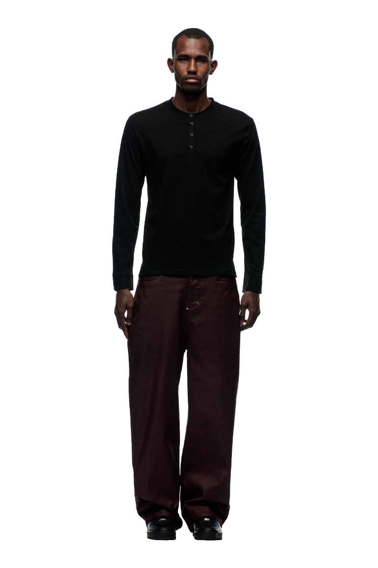 BUTTONED SLIM FIT LS BLACK