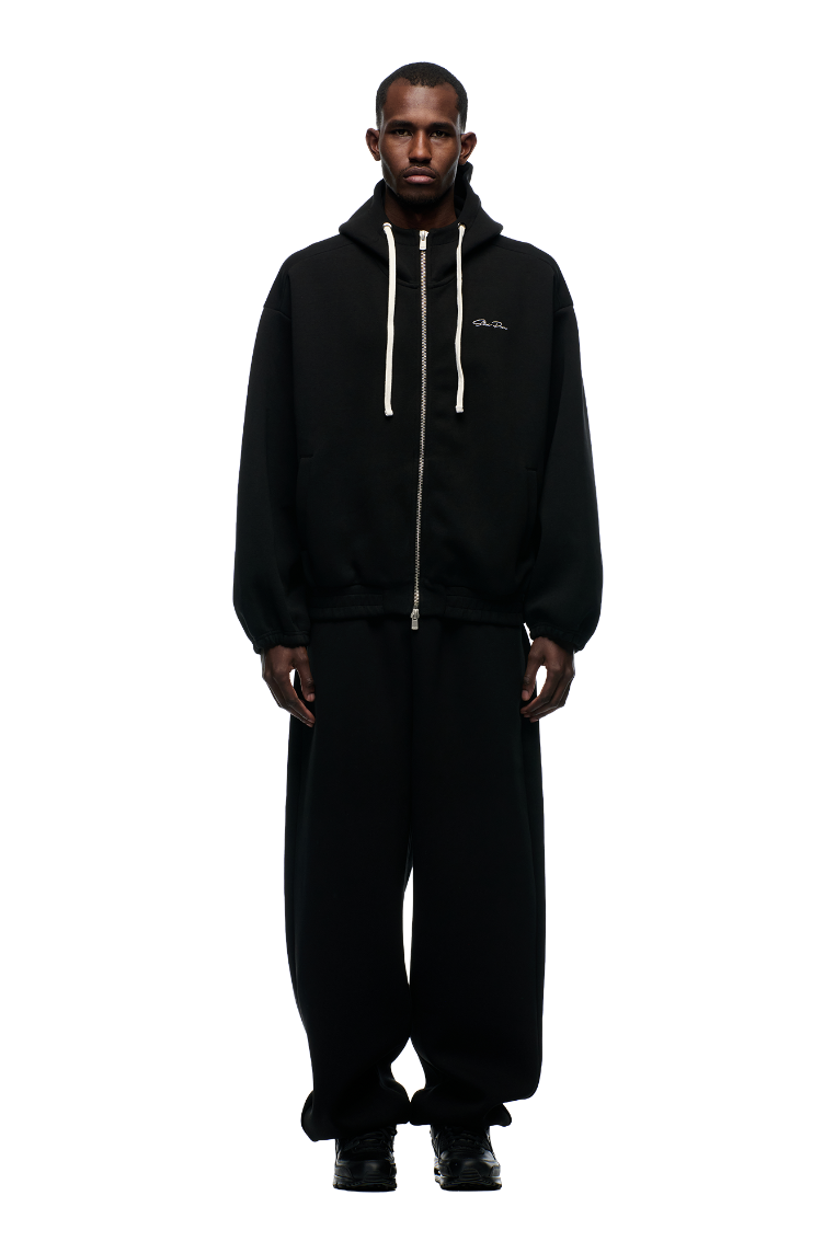 BOXY ZIP HOODIE BLACK