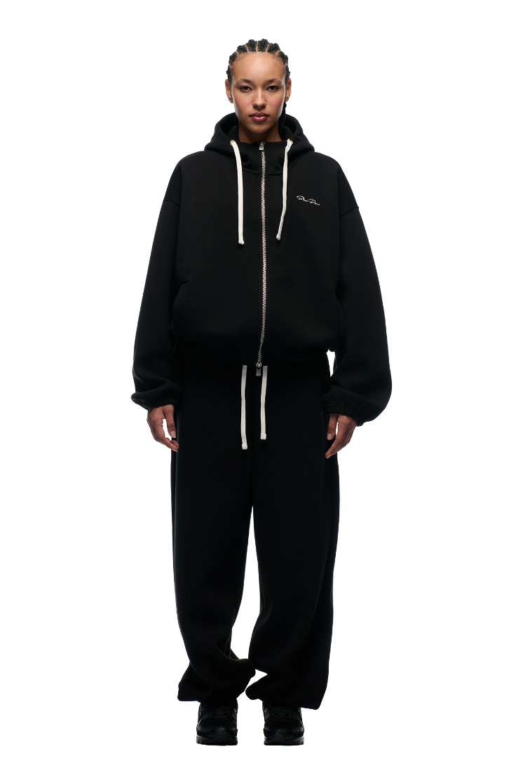 BOXY ZIP HOODIE BLACK