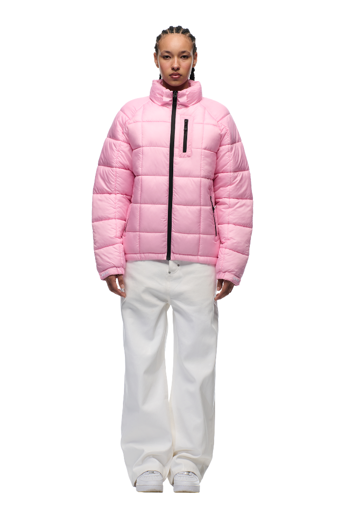 LIGHT PUFFER JACKET RECTANGLES PINK