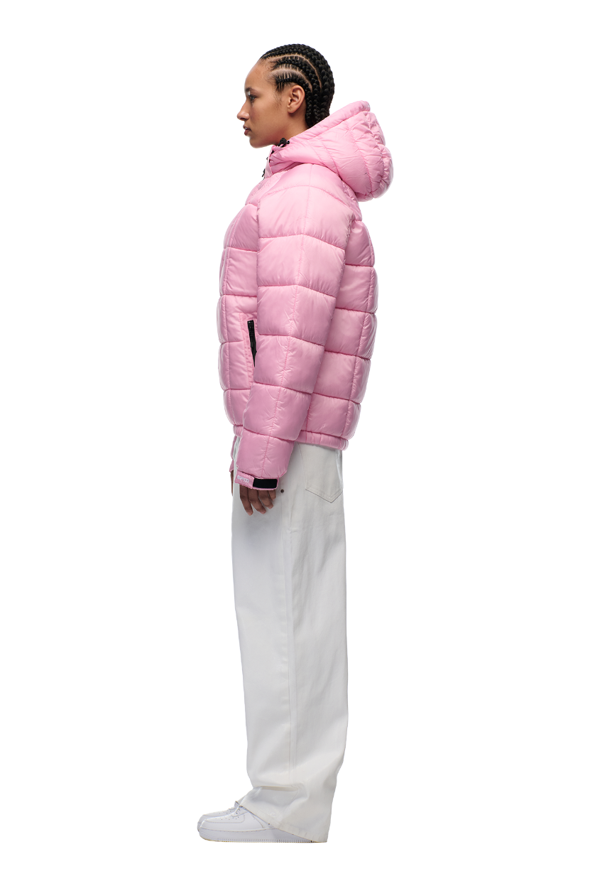 LIGHT PUFFER JACKET RECTANGLES PINK