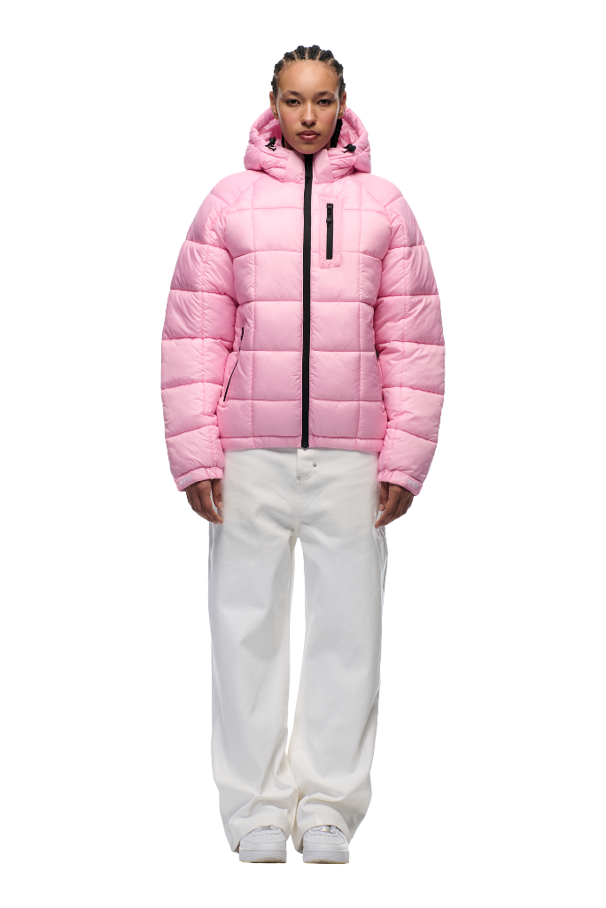 LIGHT PUFFER JACKET RECTANGLES PINK