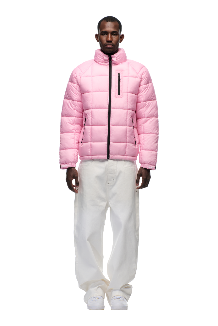 LIGHT PUFFER JACKET RECTANGLES PINK
