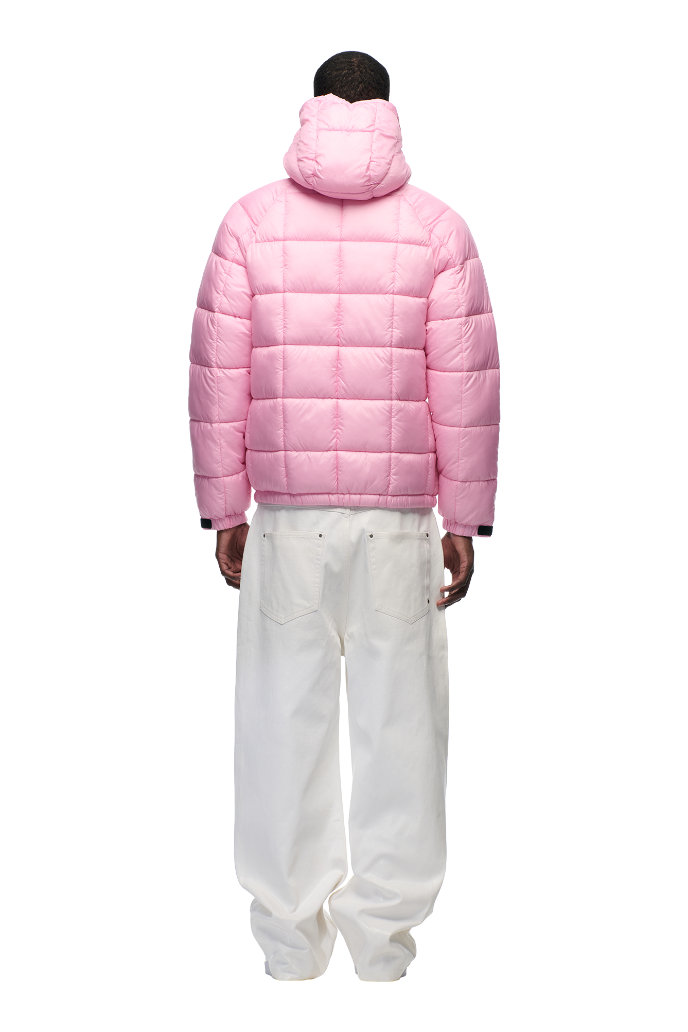 LIGHT PUFFER JACKET RECTANGLES PINK
