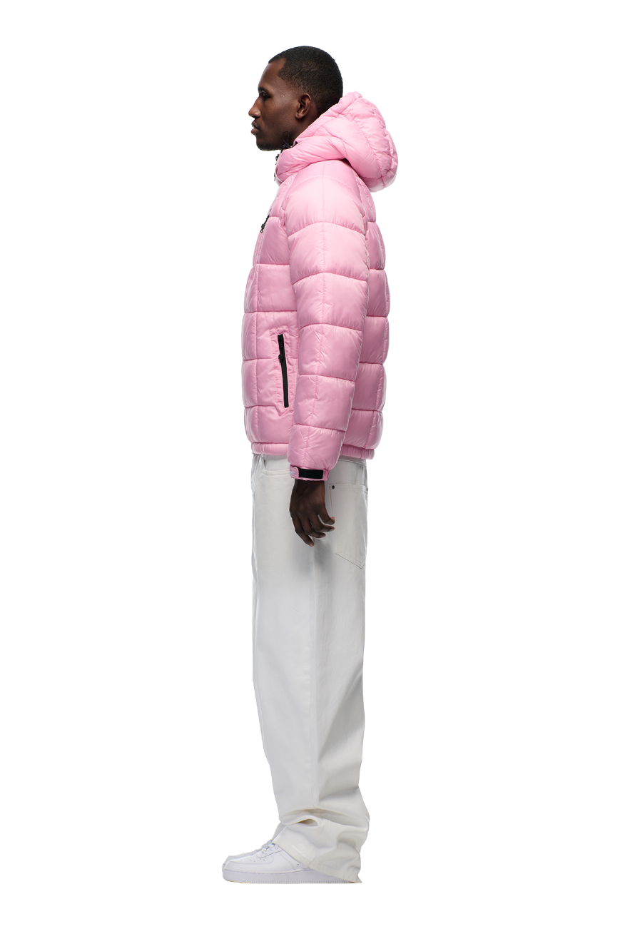 LIGHT PUFFER JACKET RECTANGLES PINK
