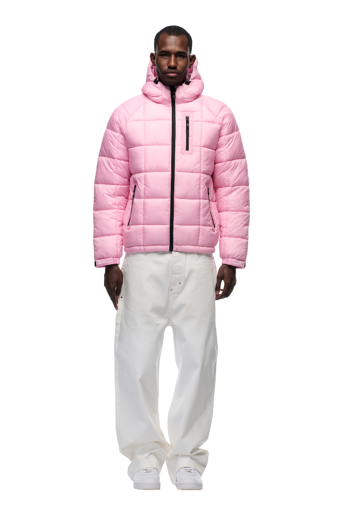 LIGHT PUFFER JACKET RECTANGLES PINK