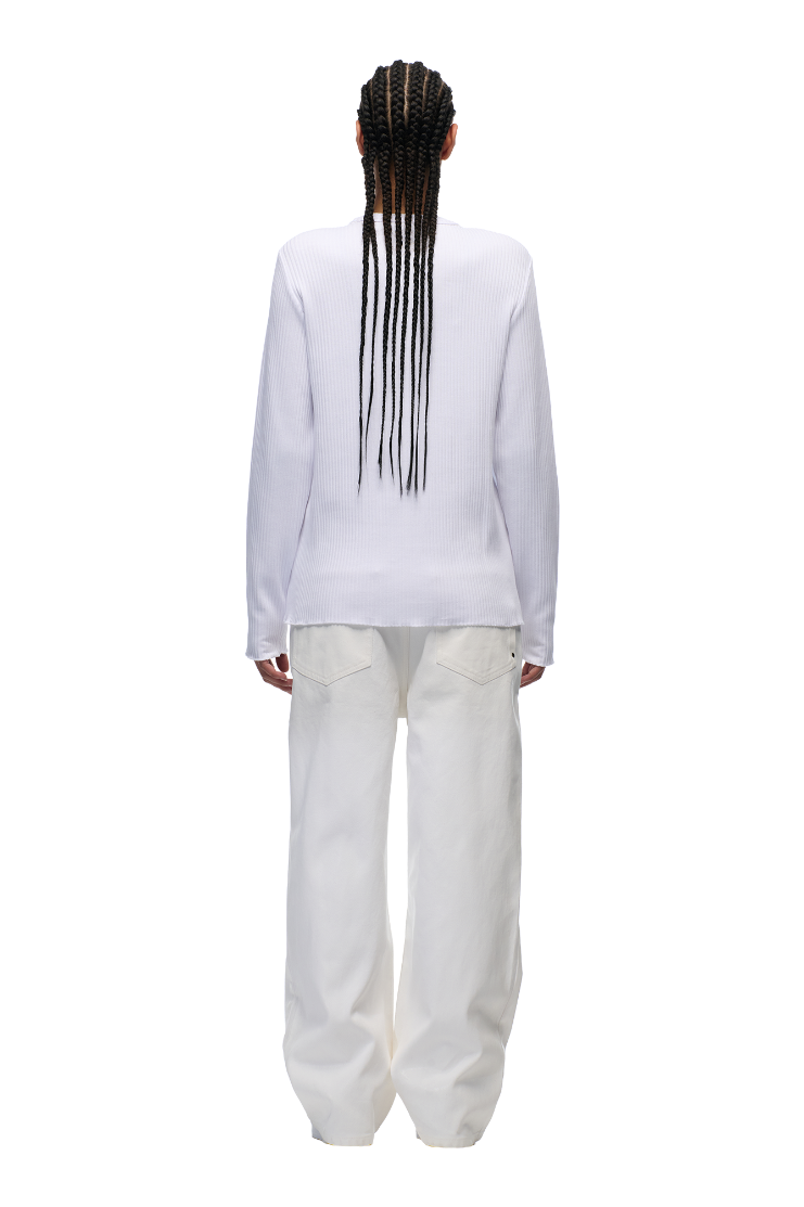 6PM+ RIBBED LS WHITE