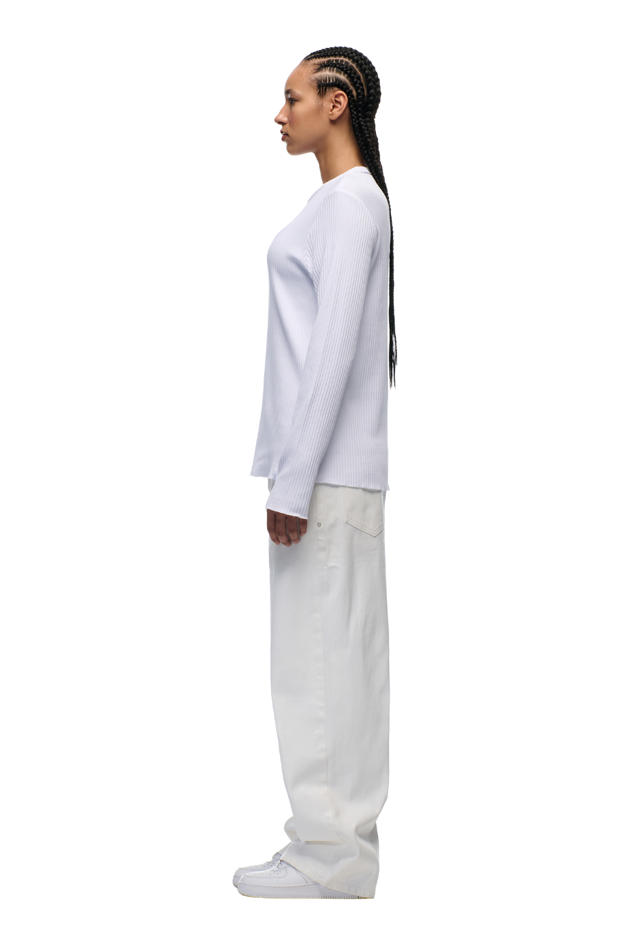 6PM+ RIBBED LS WHITE