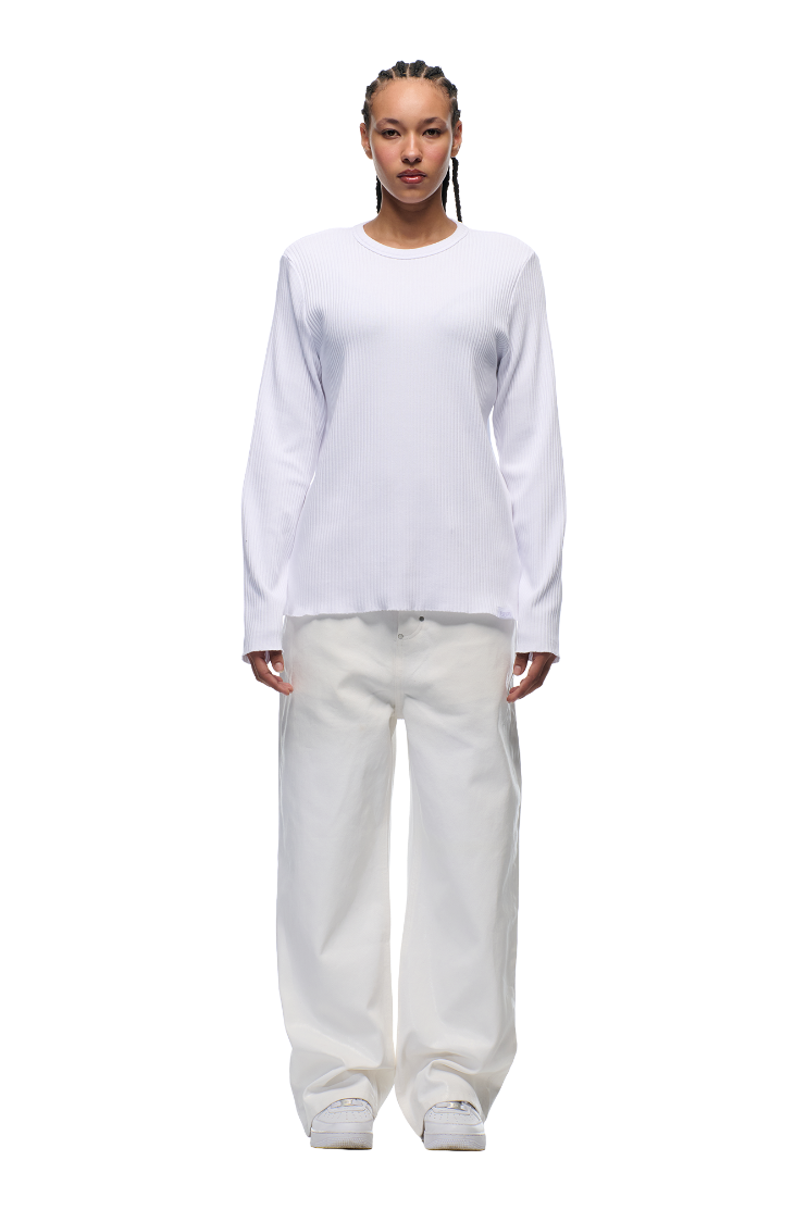 6PM+ RIBBED LS WHITE