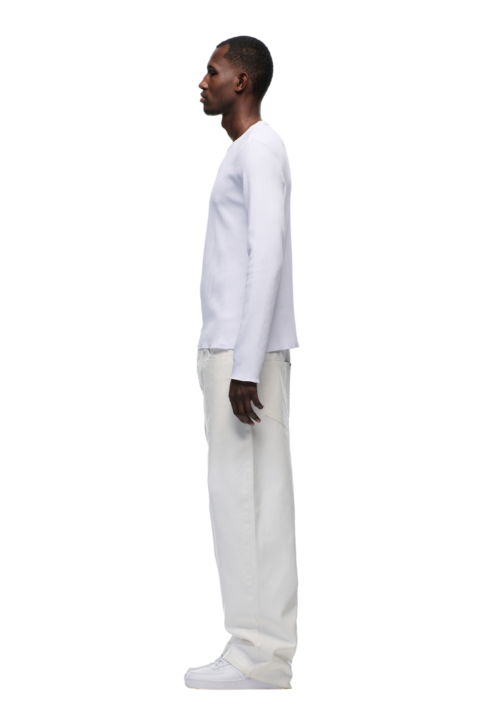 6PM+ RIBBED LS WHITE