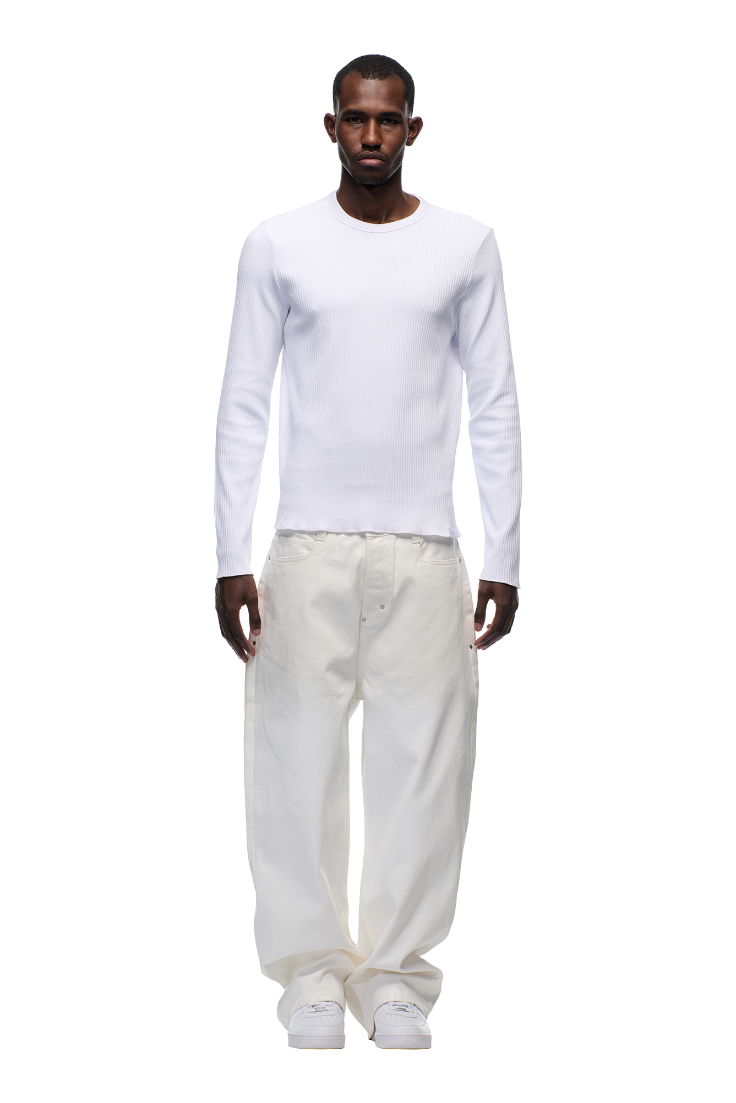 6PM+ RIBBED LS WHITE