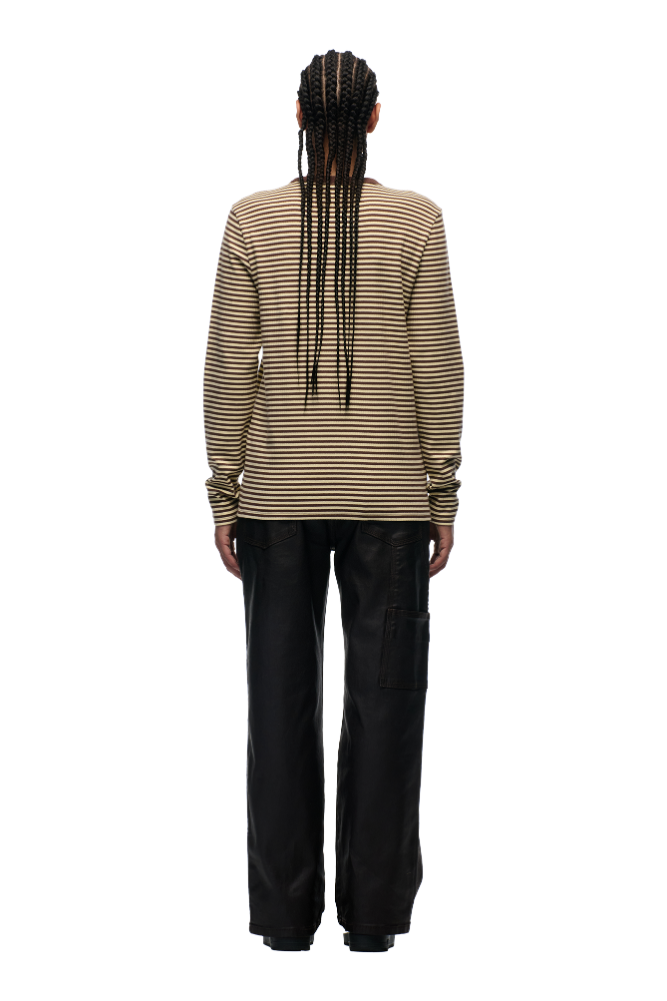 STRIPED RIBBED LS DARK HAZELNUT