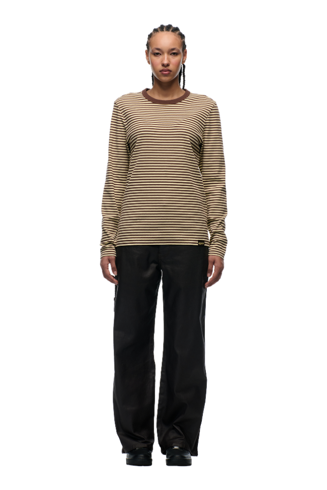 STRIPED RIBBED LS DARK HAZELNUT