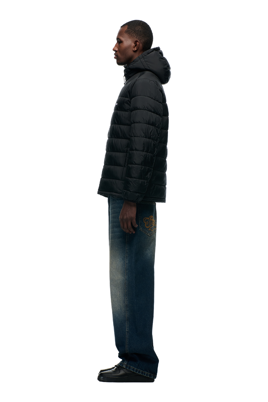 LIGHT WEIGHT PUFFER JACKET BLACK