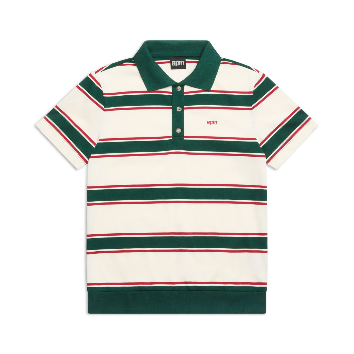 STRIPED JERSEY POLO DARK GREEN/ ROUGE RED