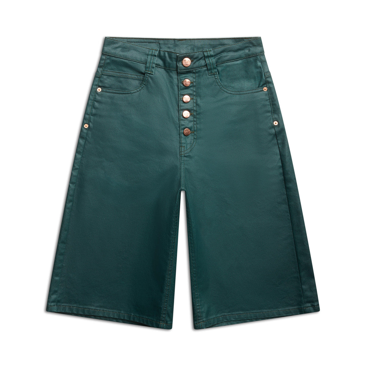 COATED DENIM SHORTS JUNGLE GREEN