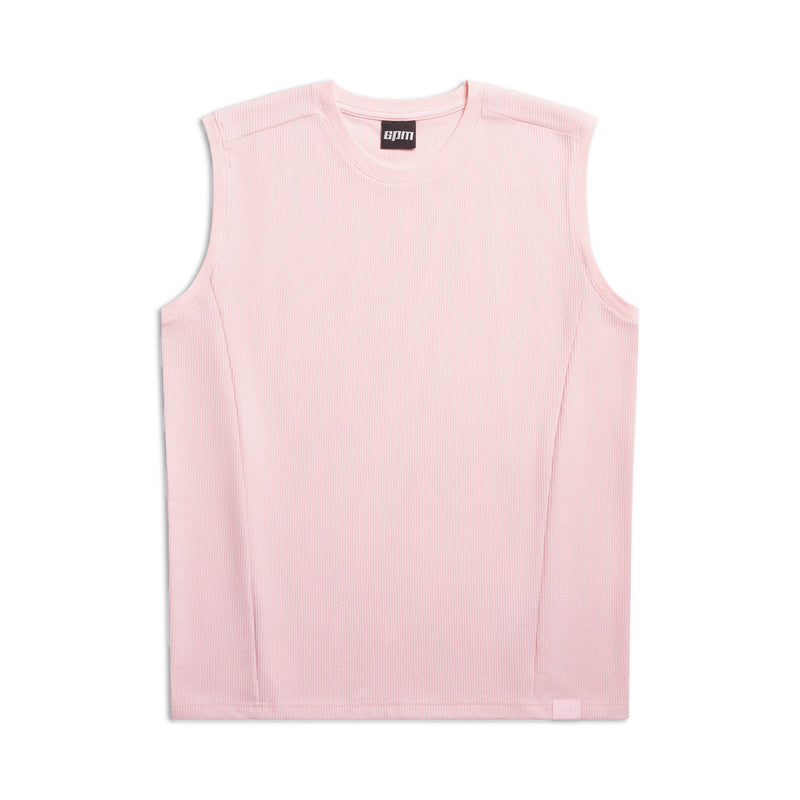 SLEEVELESS WAFFLE TEE STRAWBERRY MILK