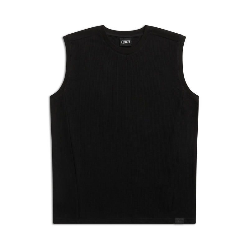 SLEEVELESS WAFFLE TEE BLACK
