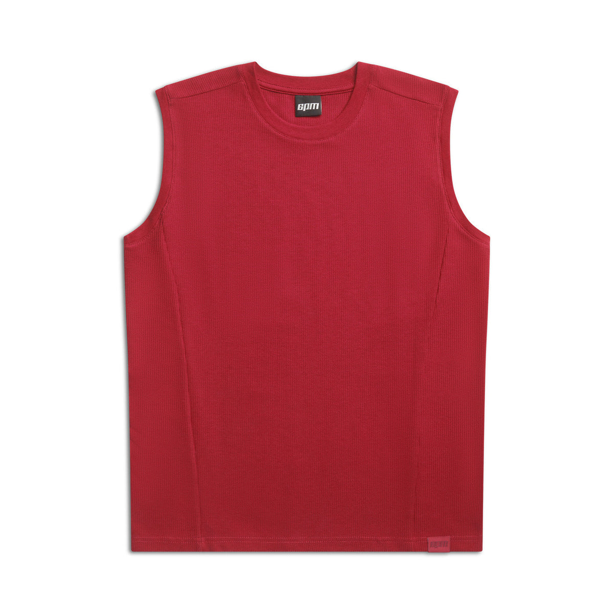 SLEEVELESS WAFFLE TEE ROUGE RED