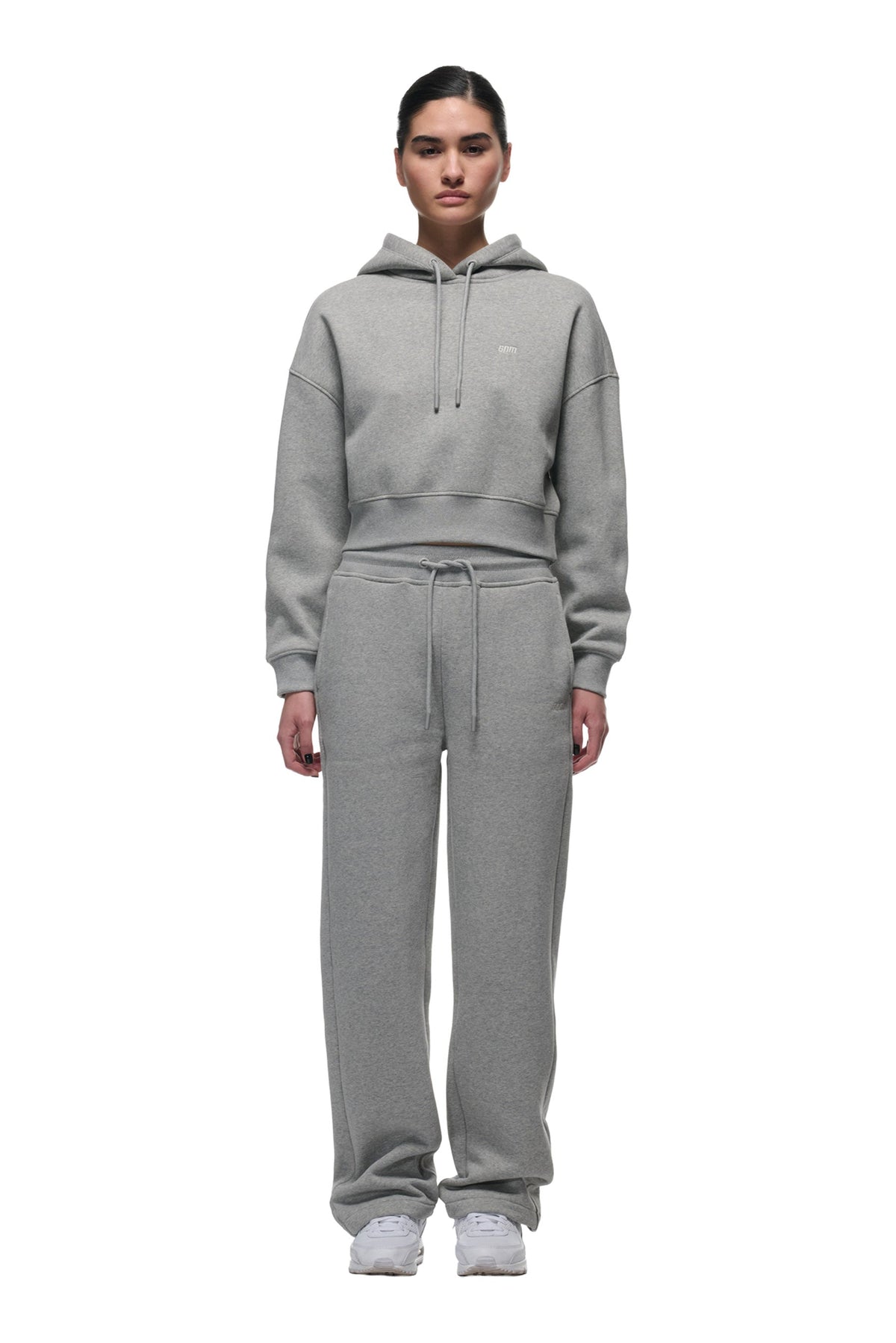 WMNS CROPPED HOODIE GREY MELANGE