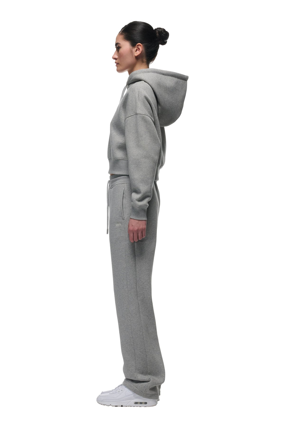 WMNS CROPPED HOODIE GREY MELANGE
