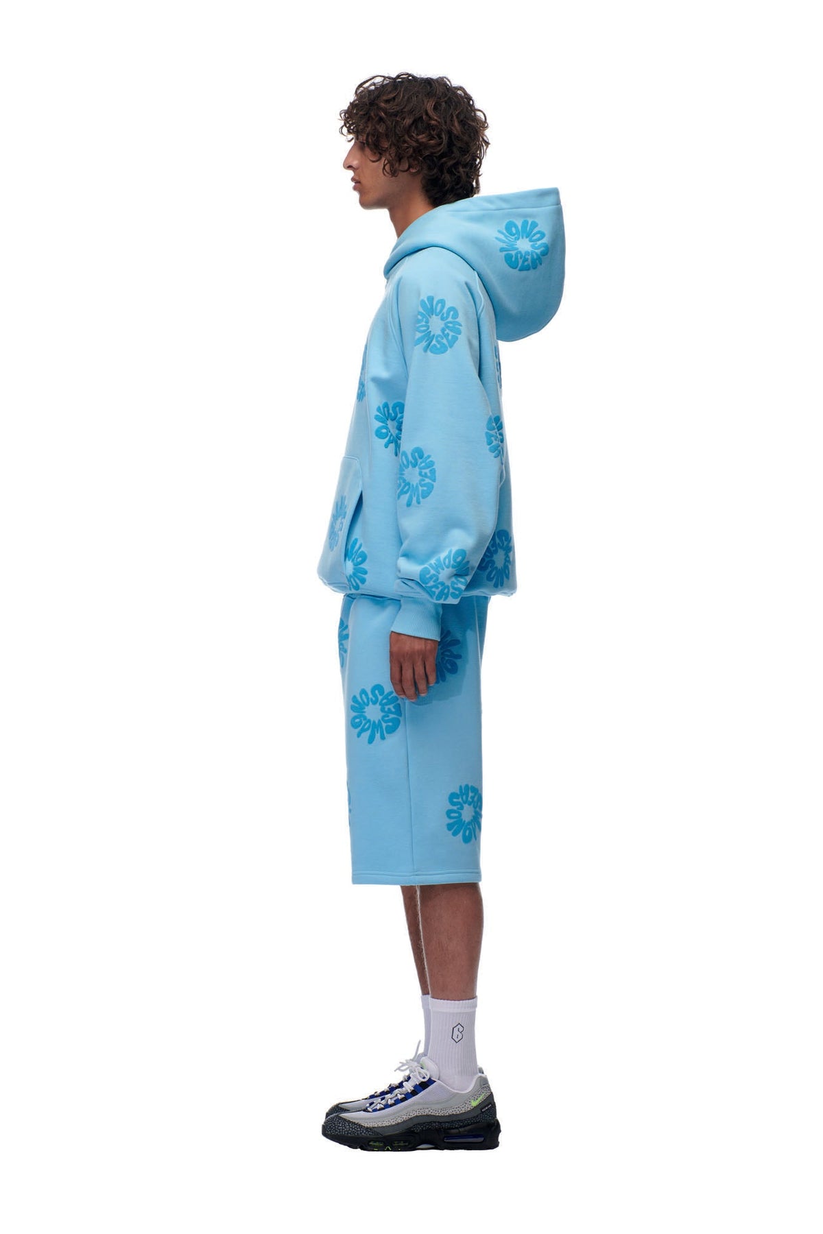 FLOWER HOODIE BABY BLUE