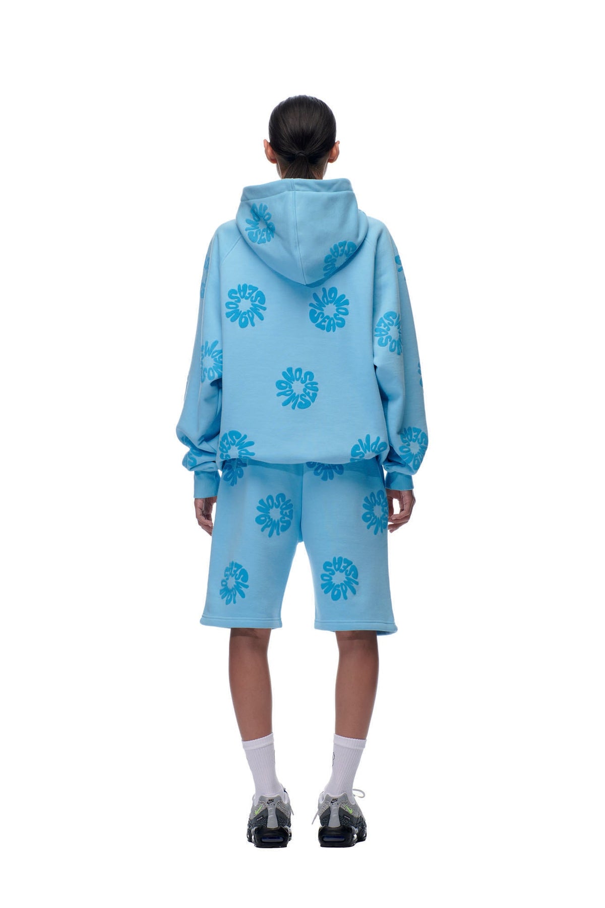 FLOWER HOODIE BABY BLUE