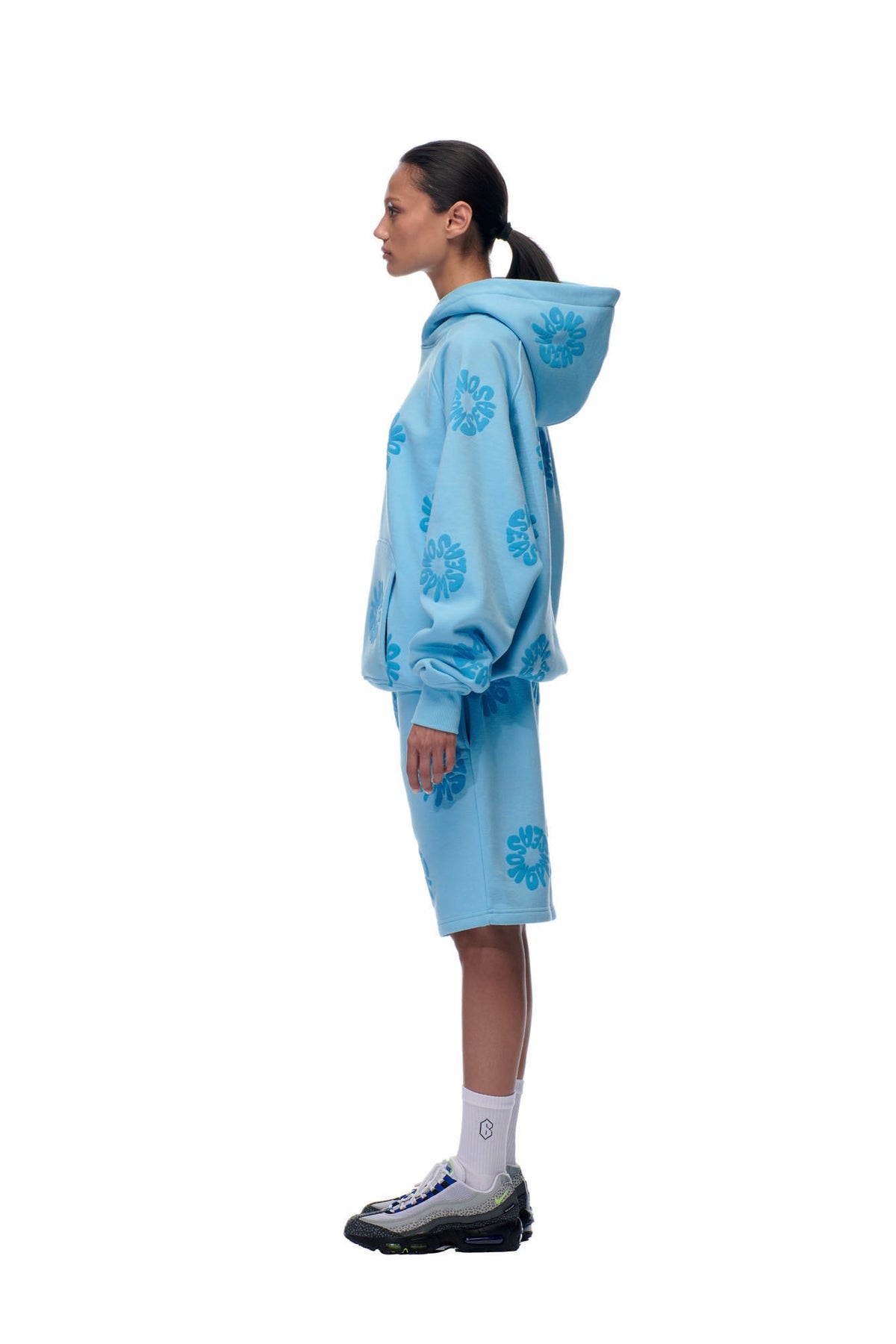 FLOWER HOODIE BABY BLUE