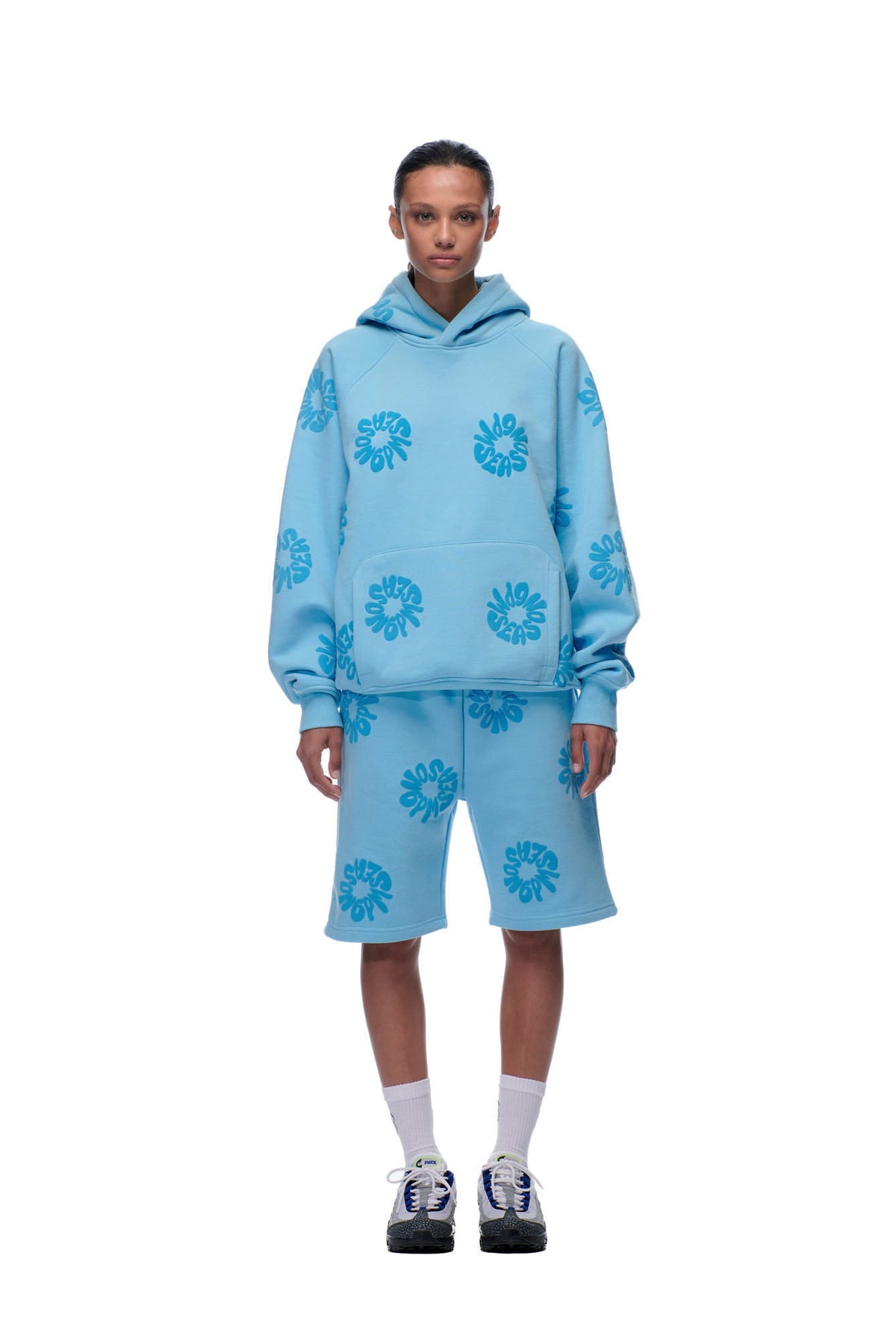 FLOWER HOODIE BABY BLUE