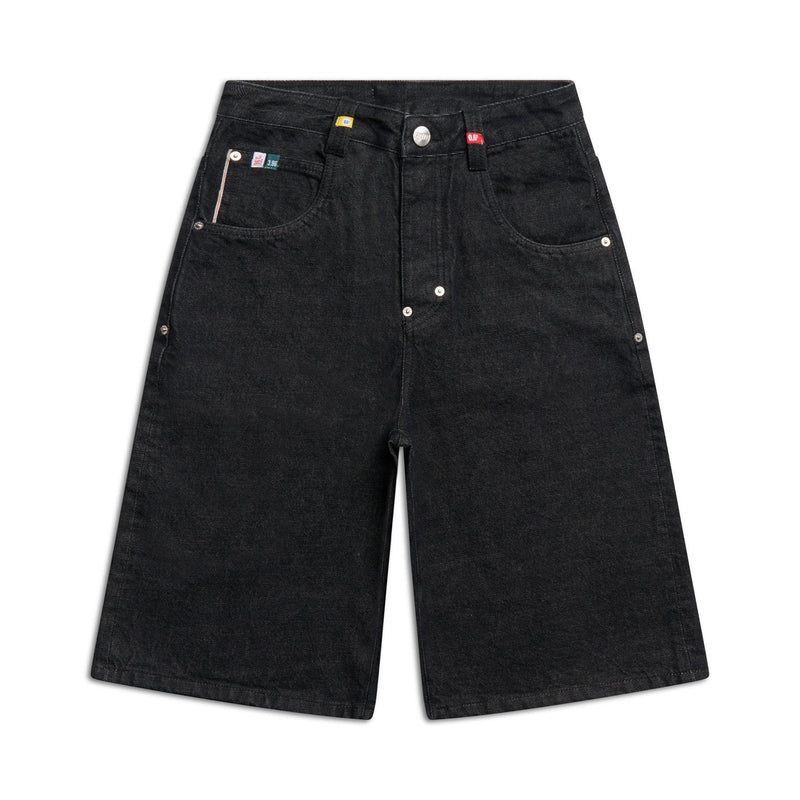 SELVEDGE RAW DENIM SHORTS BLACK