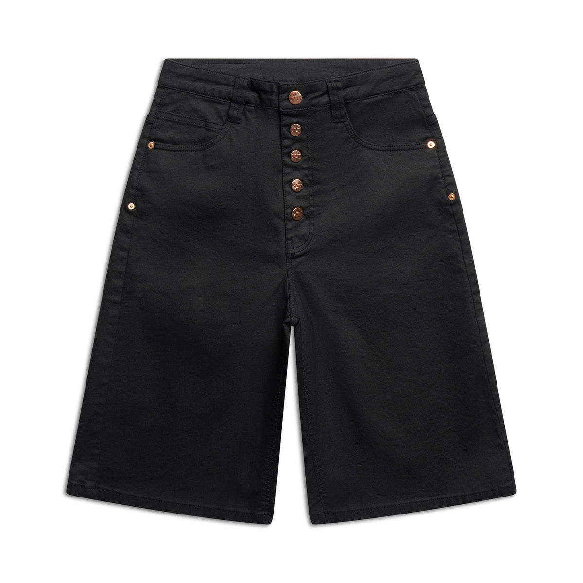 COATED DENIM SHORTS BLACK