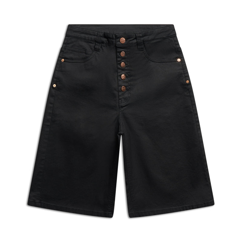 COATED DENIM SHORTS BLACK