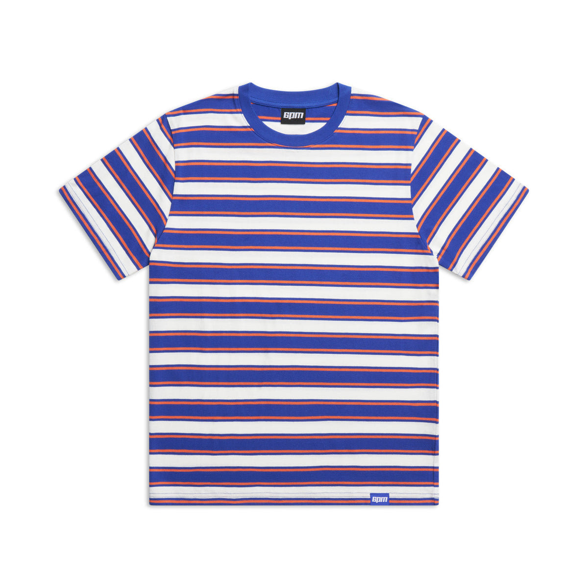 STRIPED TEE COSMIC COBALT/MANDARINE ORANGE