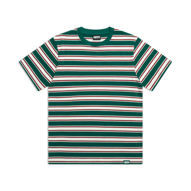STRIPED TEE DARK GREEN/ ROUGE RED