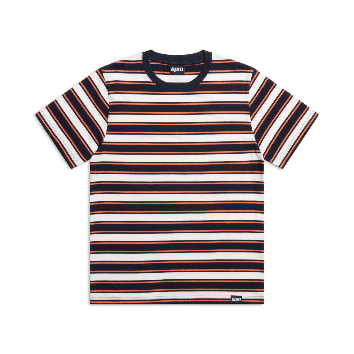 STRIPED TEE BLACK/MANDARIN ORANGE