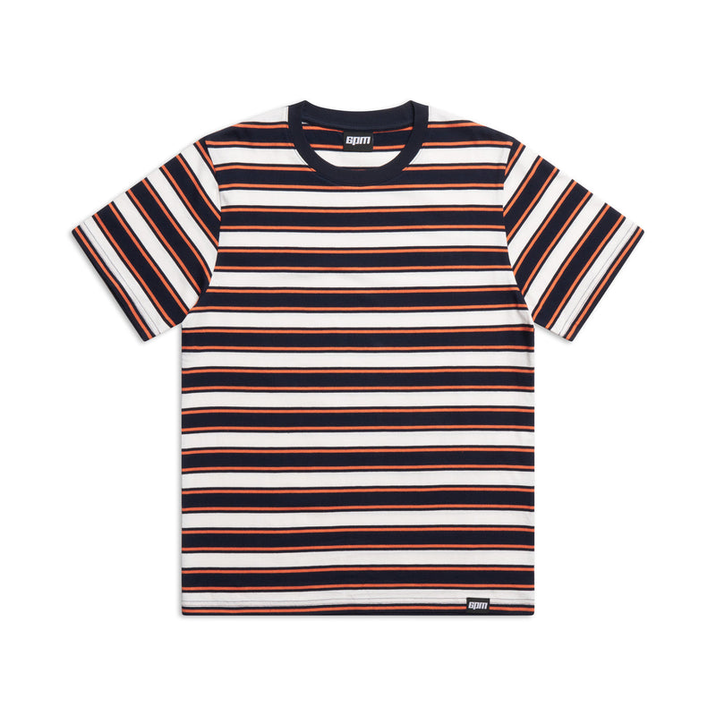 STRIPED TEE BLACK/MANDARIN ORANGE