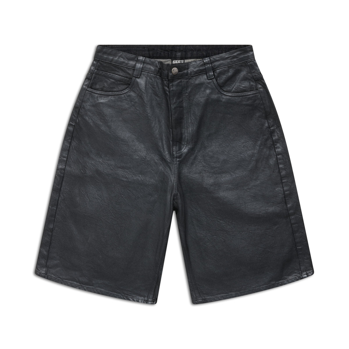 COATED DENIM SHORTS DARK CHROME