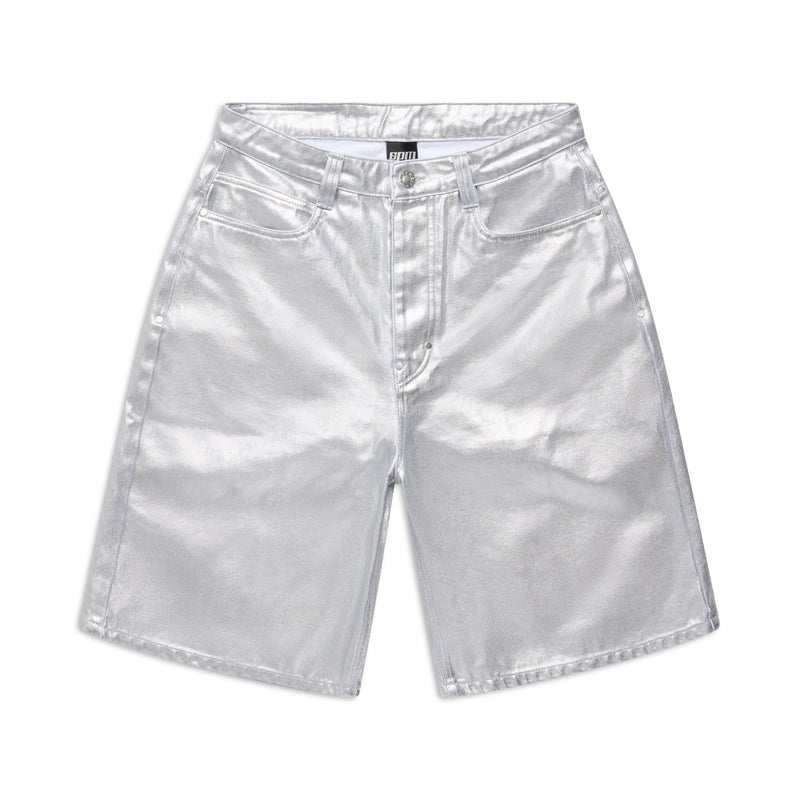 COATED DENIM SHORTS SILVER SURFER