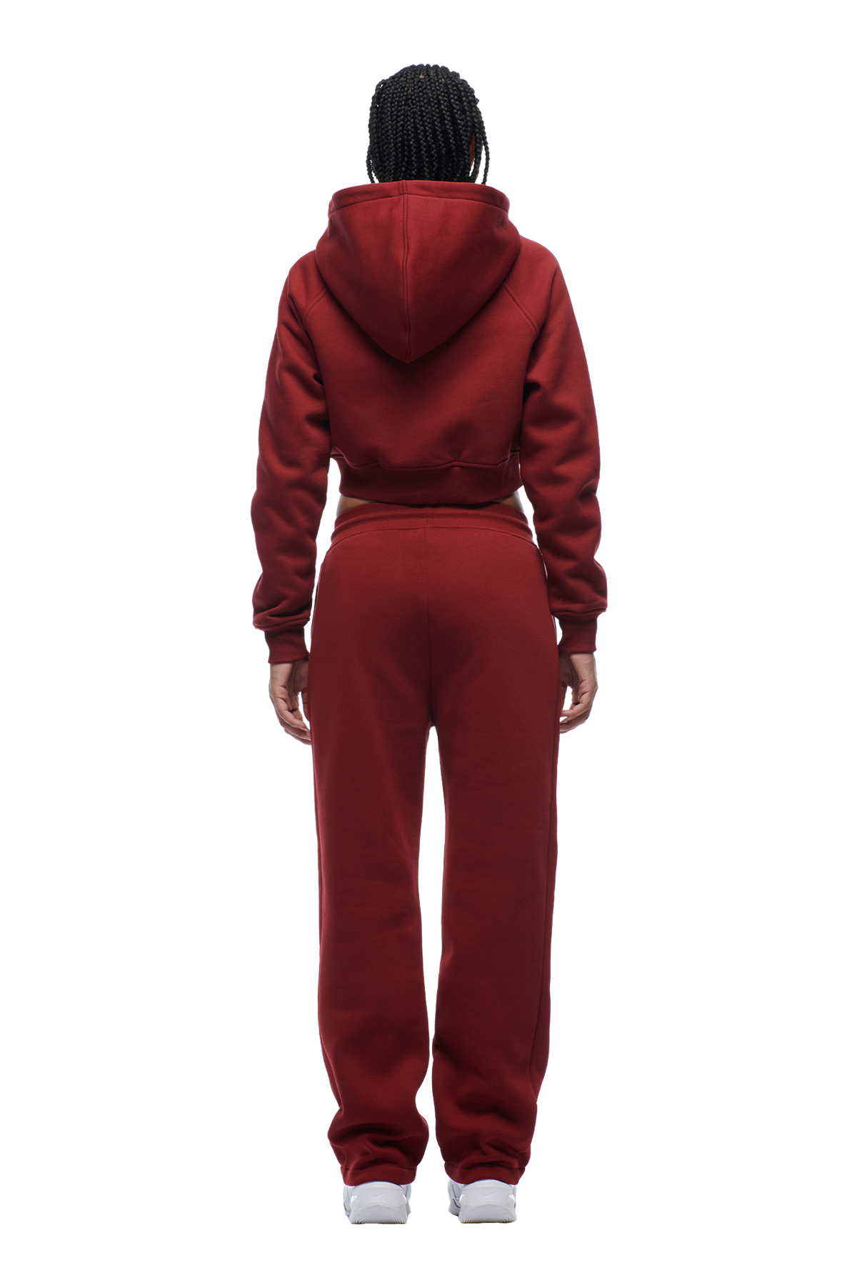 WMNS CROPPED ZIP HOODIE WINE RED
