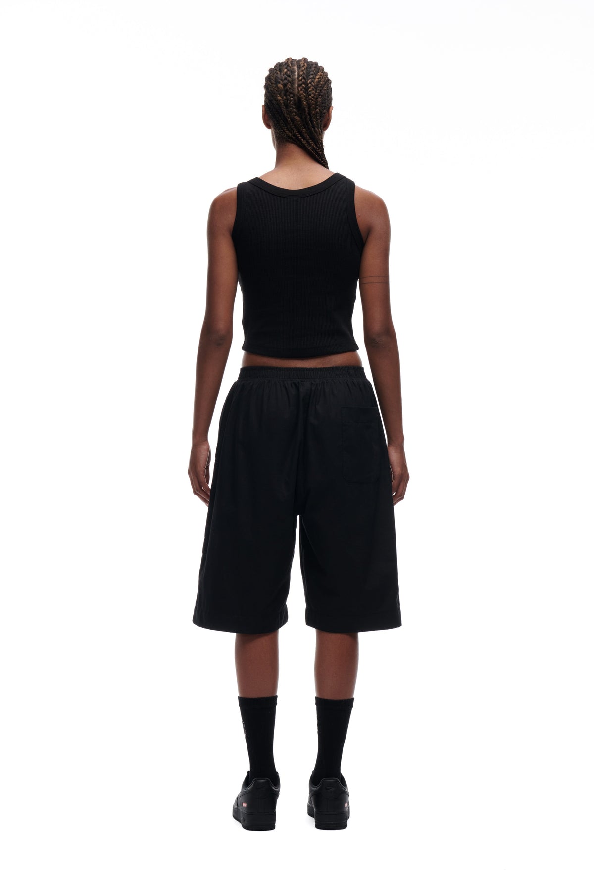 WAFFLE KNIT CROP TOP BLACK