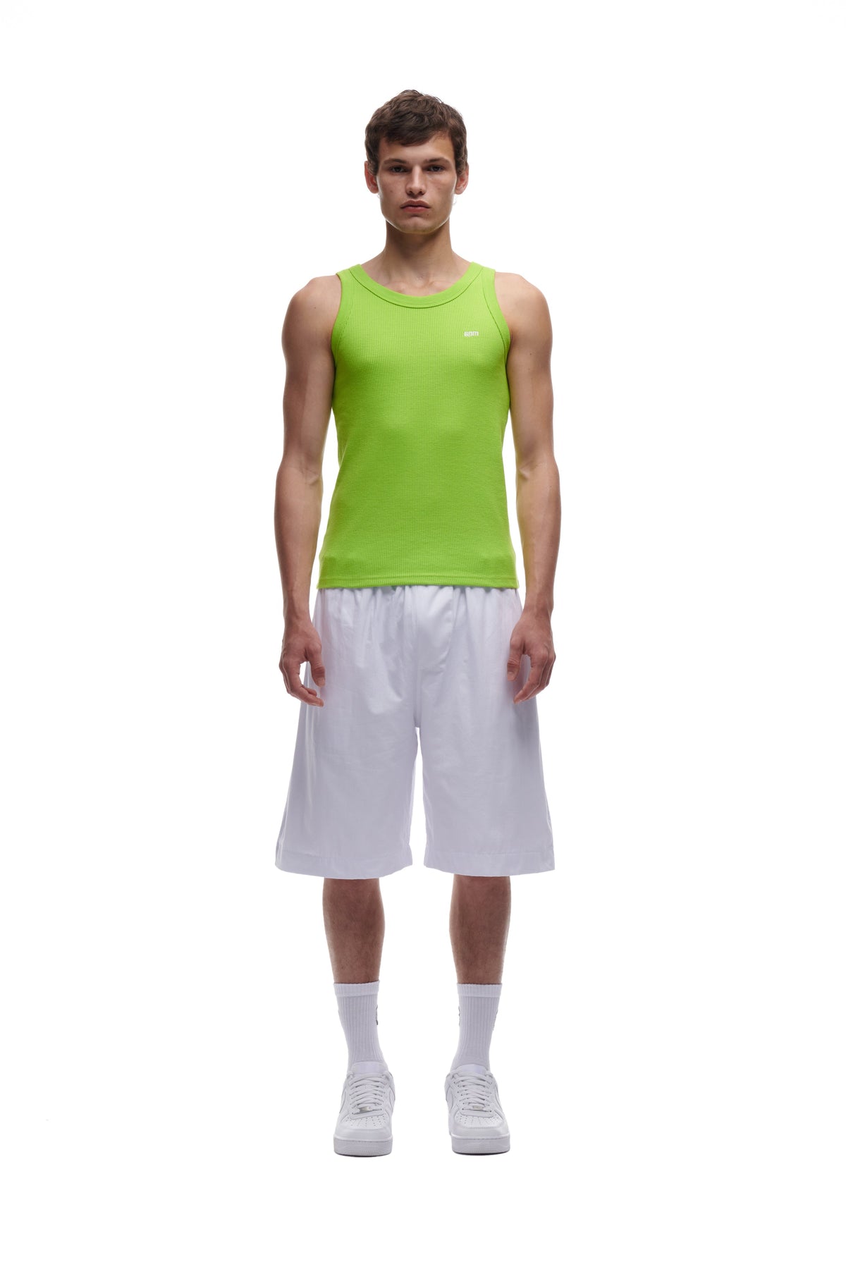 WAFFLE KNIT TANK TOP LIME GREEN